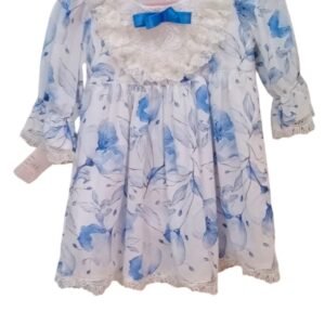 Printed Blue Cotton White Dress